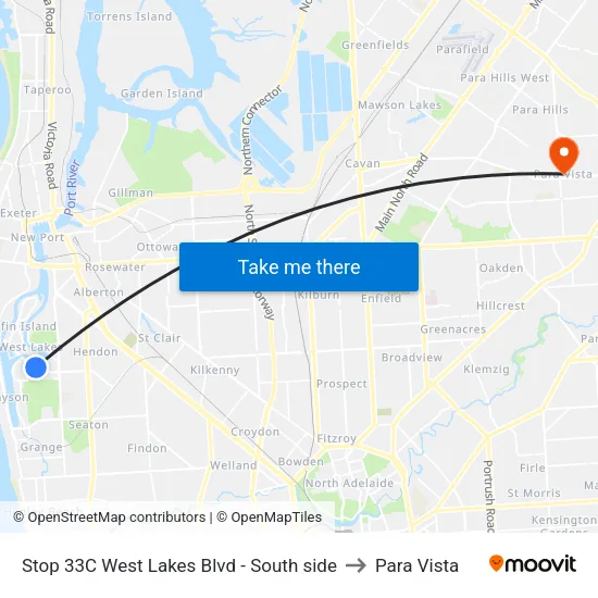 Stop 33C West Lakes Blvd - South side to Para Vista map