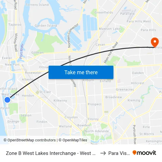 Zone B West Lakes Interchange - West side to Para Vista map