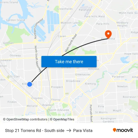 Stop 21 Torrens Rd - South side to Para Vista map