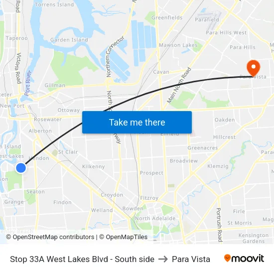 Stop 33A West Lakes Blvd - South side to Para Vista map