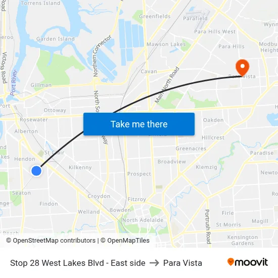 Stop 28 West Lakes Blvd - East side to Para Vista map