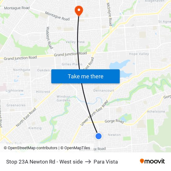Stop 23A Newton Rd - West side to Para Vista map