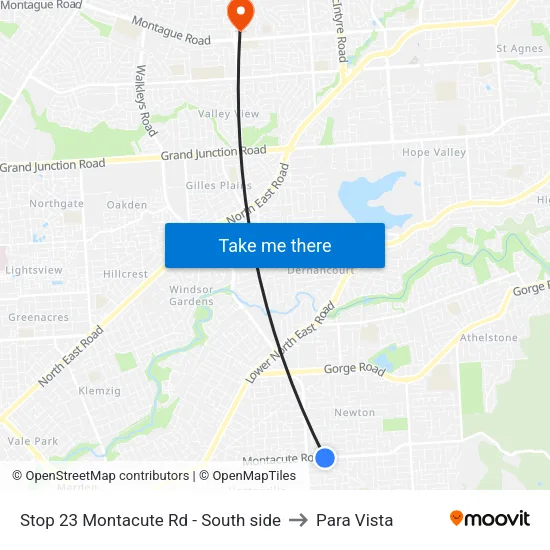 Stop 23 Montacute Rd - South side to Para Vista map