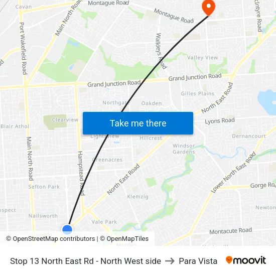Stop 13 North East Rd - North West side to Para Vista map