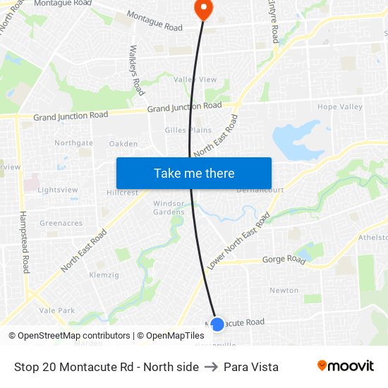 Stop 20 Montacute Rd - North side to Para Vista map