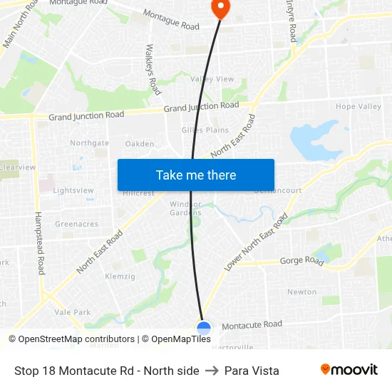 Stop 18 Montacute Rd - North side to Para Vista map