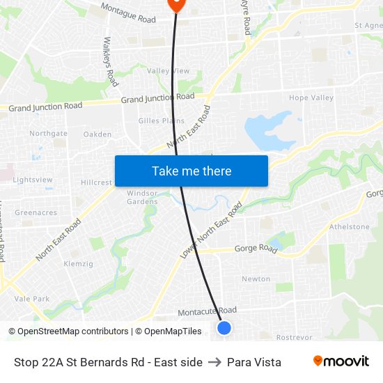Stop 22A St Bernards Rd - East side to Para Vista map