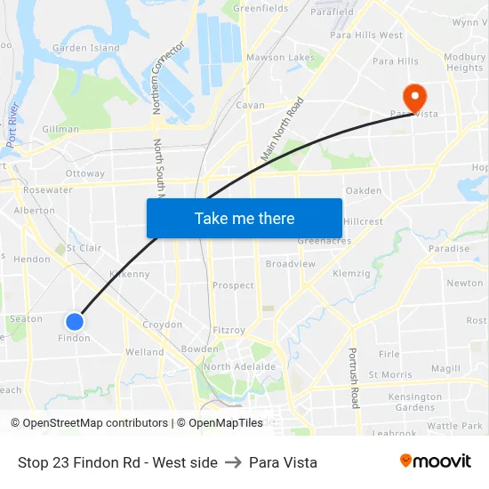 Stop 23 Findon Rd - West side to Para Vista map