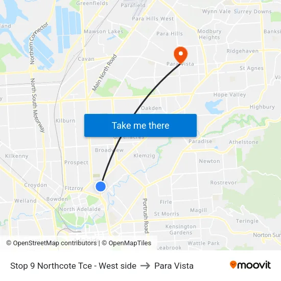 Stop 9 Northcote Tce - West side to Para Vista map