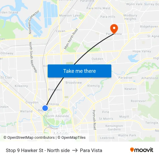 Stop 9 Hawker St - North side to Para Vista map