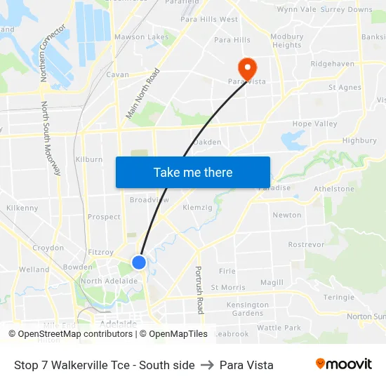 Stop 7 Walkerville Tce - South side to Para Vista map