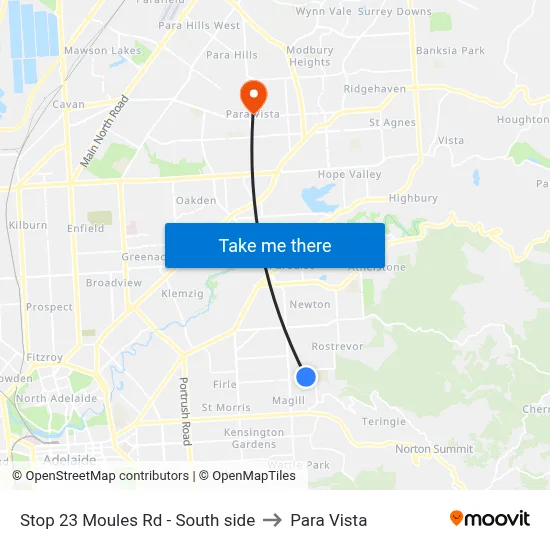Stop 23 Moules Rd - South side to Para Vista map