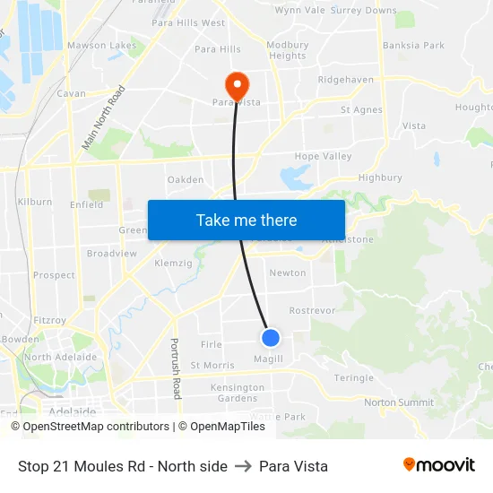 Stop 21 Moules Rd - North side to Para Vista map