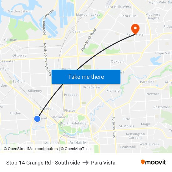 Stop 14 Grange Rd - South side to Para Vista map