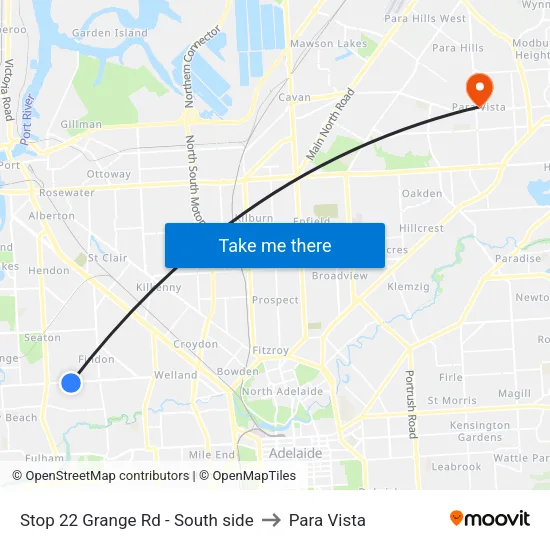 Stop 22 Grange Rd - South side to Para Vista map