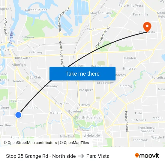 Stop 25 Grange Rd - North side to Para Vista map