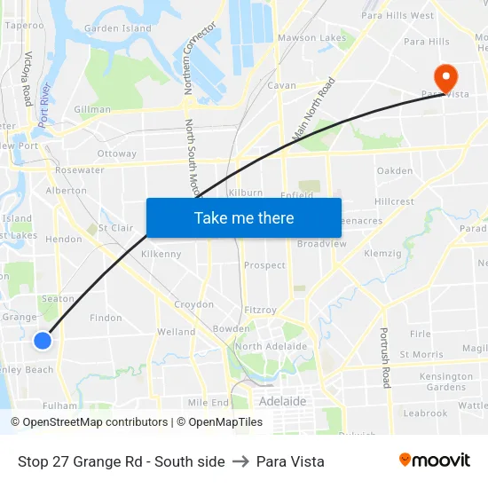 Stop 27 Grange Rd - South side to Para Vista map