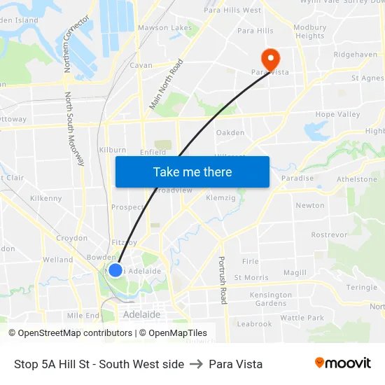 Stop 5A Hill St - South West side to Para Vista map