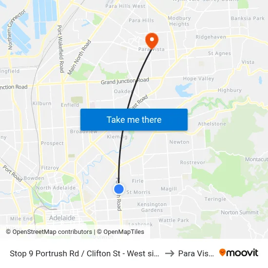 Stop 9 Portrush Rd / Clifton St - West side to Para Vista map