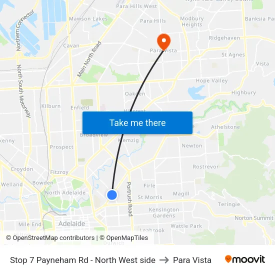 Stop 7 Payneham Rd - North West side to Para Vista map