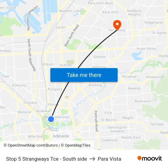 Stop 5 Strangways Tce - South side to Para Vista map