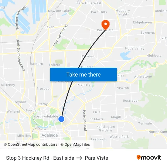 Stop 3 Hackney Rd - East side to Para Vista map