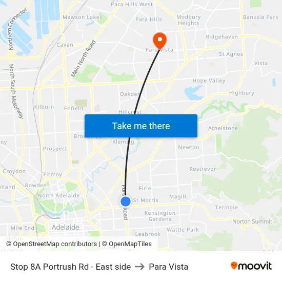 Stop 8A Portrush Rd - East side to Para Vista map