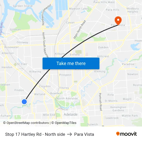Stop 17 Hartley Rd - North side to Para Vista map