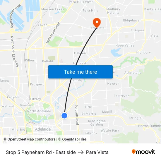 Stop 5 Payneham Rd - East side to Para Vista map
