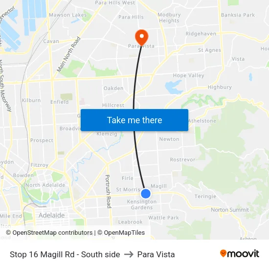 Stop 16 Magill Rd - South side to Para Vista map