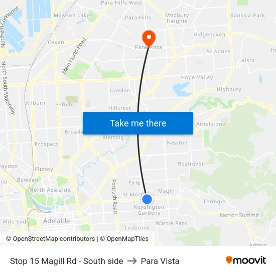 Stop 15 Magill Rd - South side to Para Vista map