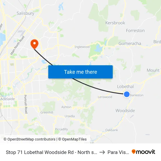 Stop 71 Lobethal Woodside Rd - North side to Para Vista map