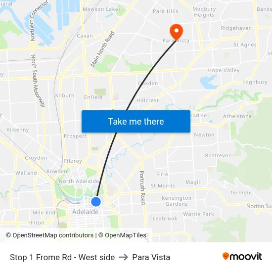 Stop 1 Frome Rd - West side to Para Vista map