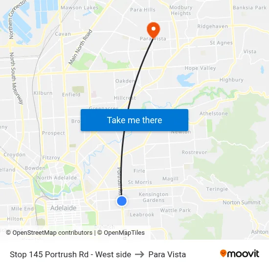 Stop 145 Portrush Rd - West side to Para Vista map