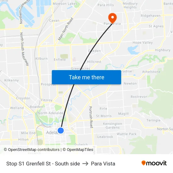 Stop S1 Grenfell St - South side to Para Vista map
