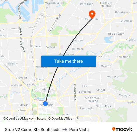 Stop V2 Currie St - South side to Para Vista map