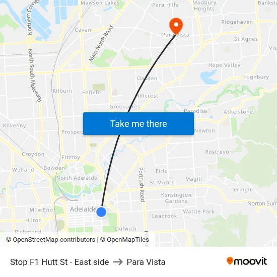 Stop F1 Hutt St - East side to Para Vista map