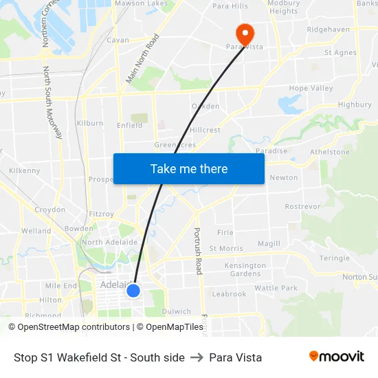 Stop S1 Wakefield St - South side to Para Vista map