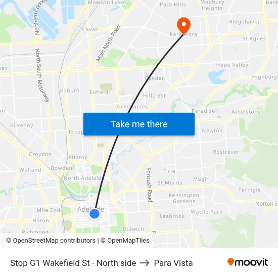 Stop G1 Wakefield St - North side to Para Vista map