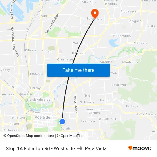Stop 1A Fullarton Rd - West side to Para Vista map
