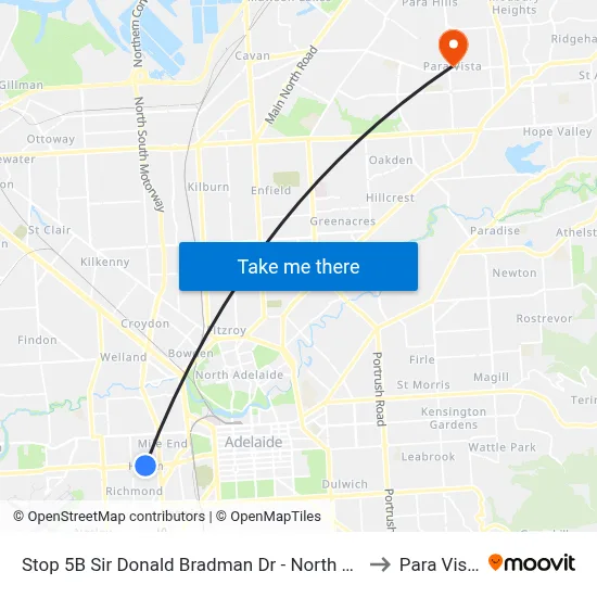 Stop 5B Sir Donald Bradman Dr - North side to Para Vista map