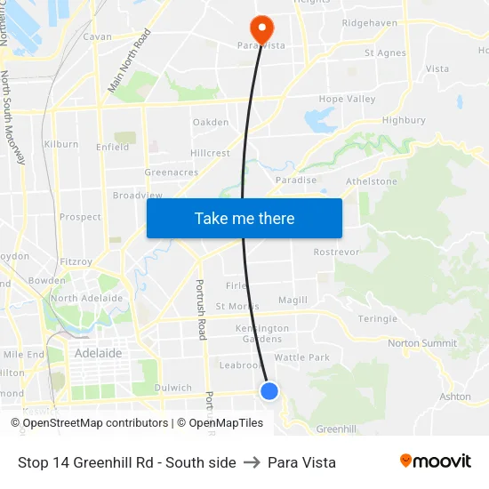 Stop 14 Greenhill Rd - South side to Para Vista map