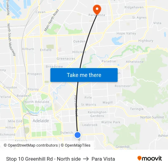 Stop 10 Greenhill Rd - North side to Para Vista map