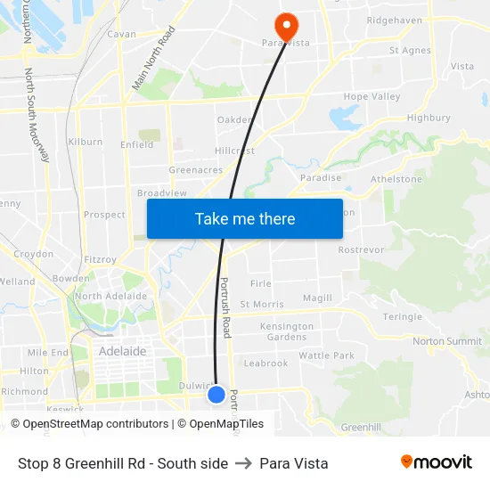 Stop 8 Greenhill Rd - South side to Para Vista map