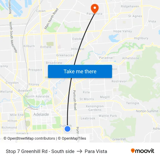 Stop 7 Greenhill Rd - South side to Para Vista map