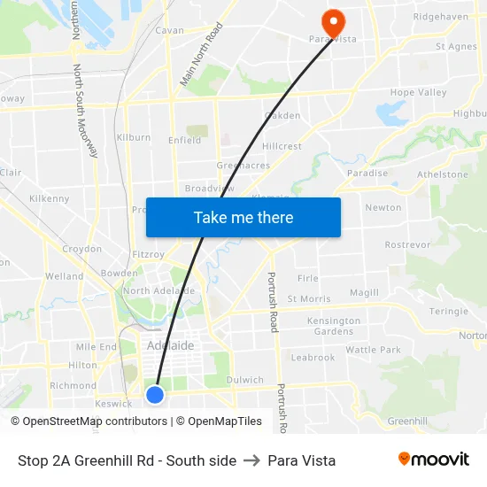 Stop 2A Greenhill Rd - South side to Para Vista map