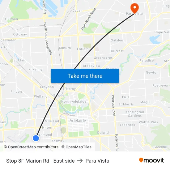 Stop 8F Marion Rd - East side to Para Vista map