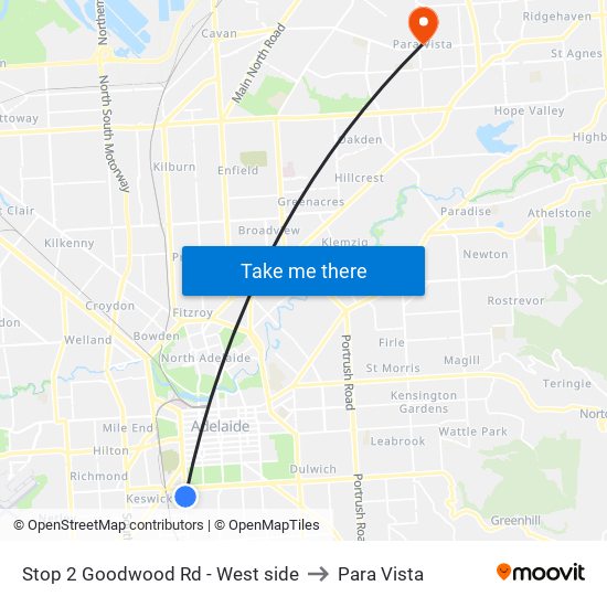 Stop 2 Goodwood Rd - West side to Para Vista map