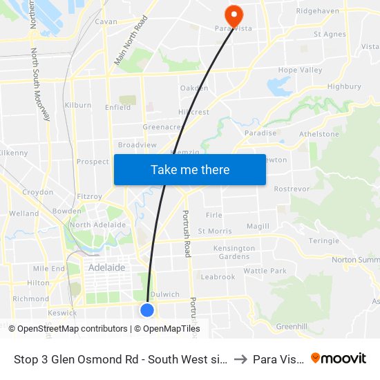 Stop 3 Glen Osmond Rd - South West side to Para Vista map