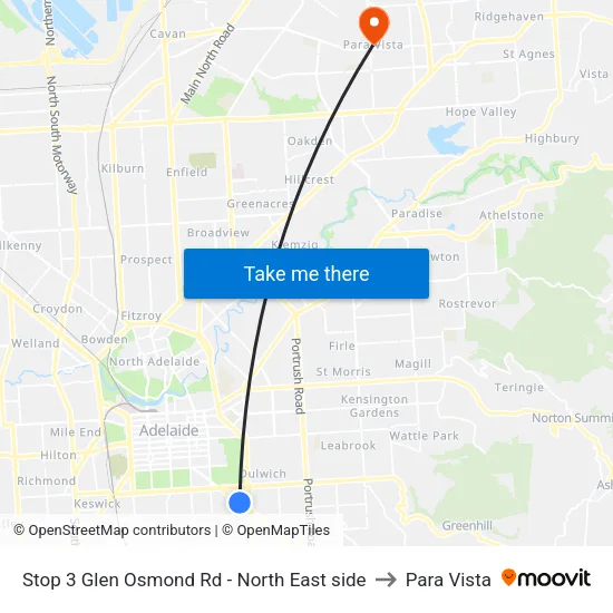 Stop 3 Glen Osmond Rd - North East side to Para Vista map
